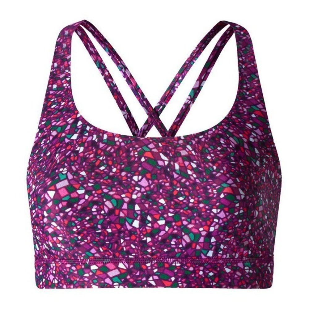 Lululemon Energy Bra Paradise Camo Purple Pink Mosaic Strappy Back Sports Bra